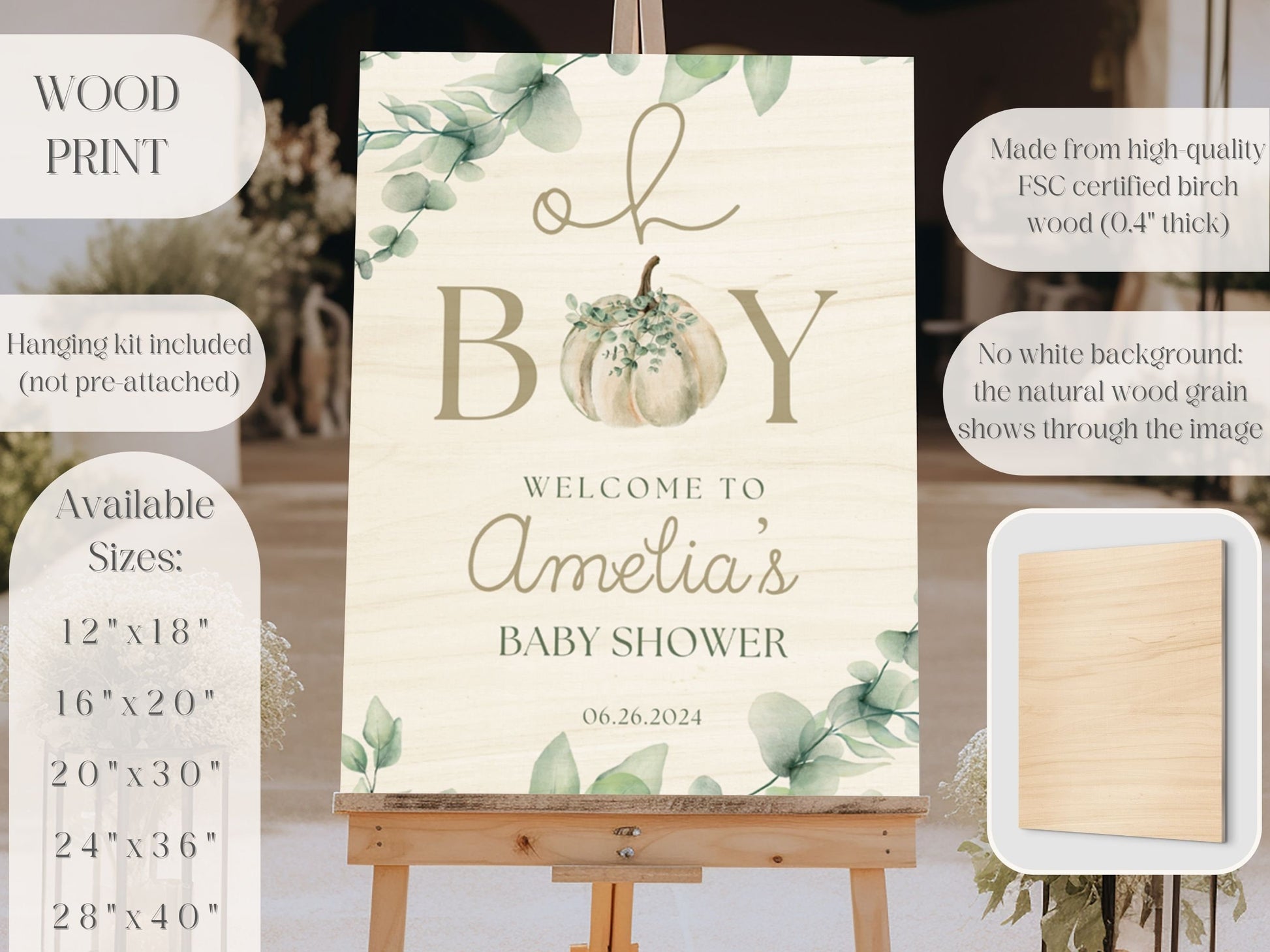 "Oh Boy" Baby Shower Welcome Sign - Magnolia Dane Co.