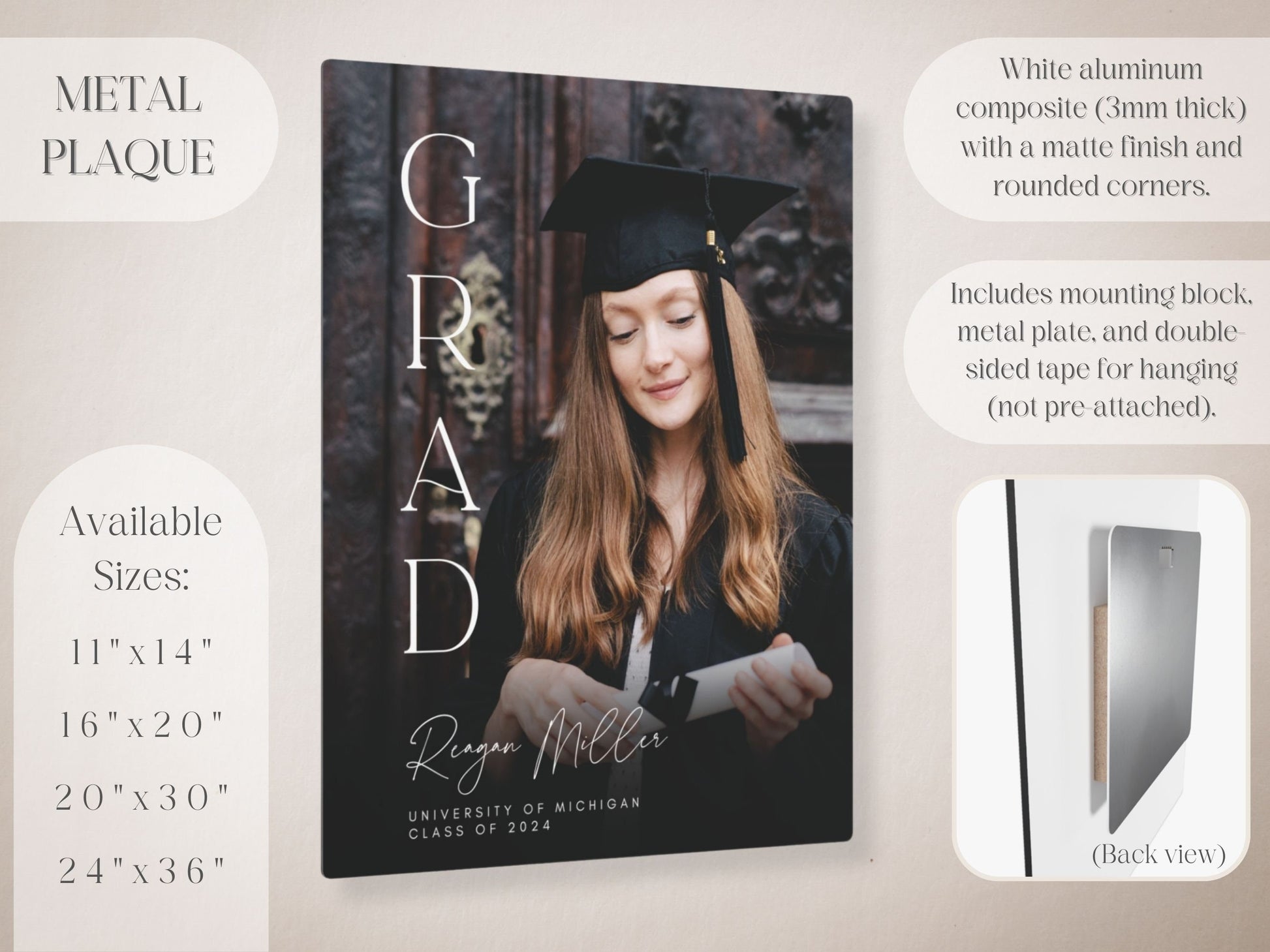 "GRAD" Simple Text Custom Photo Graduation Party Welcome Sign - Magnolia Dane Co.