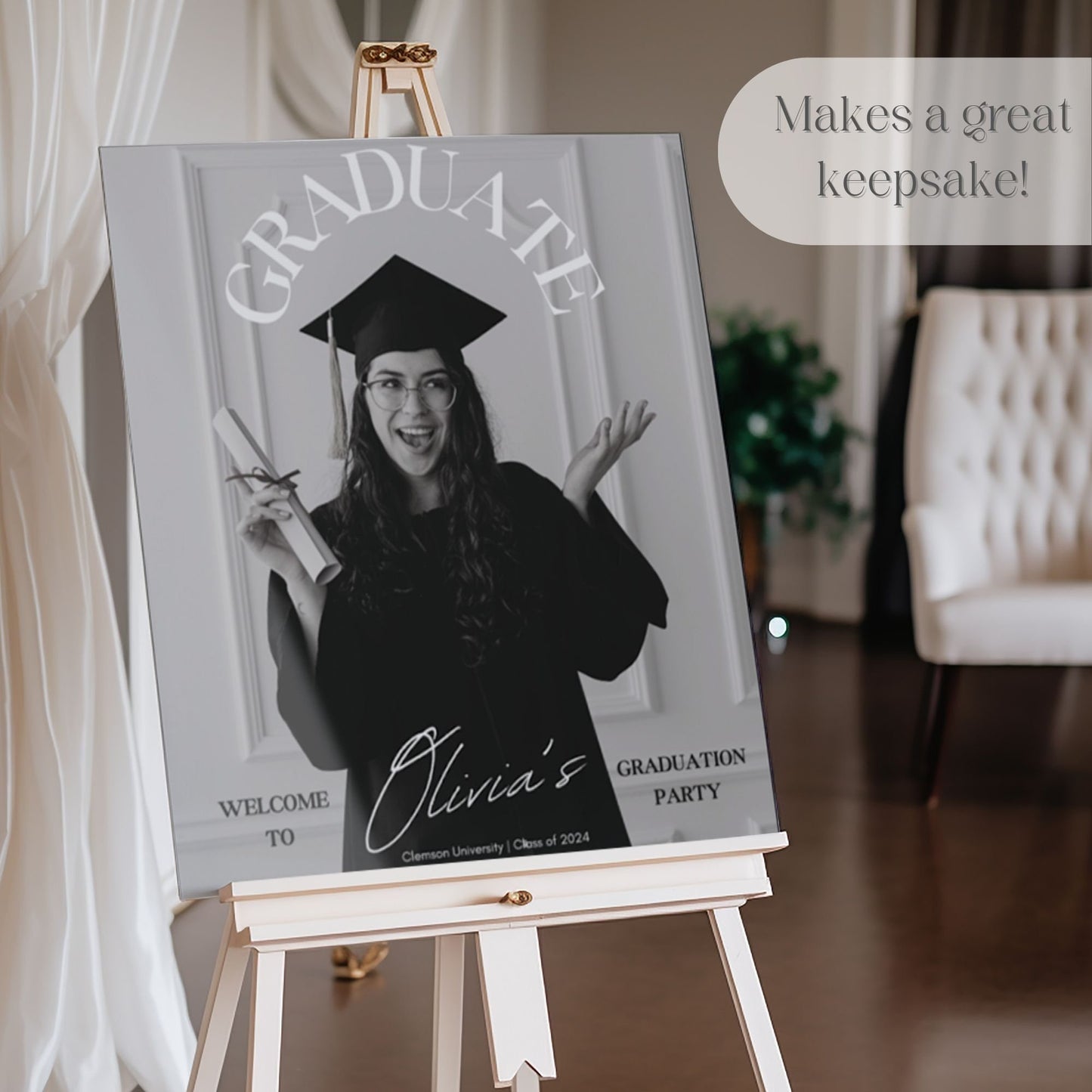 "GRADUATE" Custom Photo Graduation Party Welcome Sign - Magnolia Dane Co.