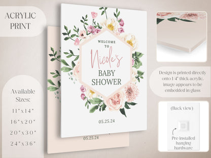 Floral Geometric Baby Shower Welcome Sign - Magnolia Dane Co.