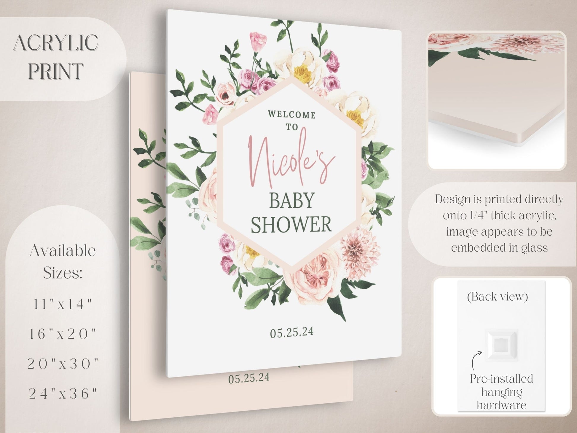 Boho Geometric Baby Shower Welcome Sign - Magnolia Dane Co.