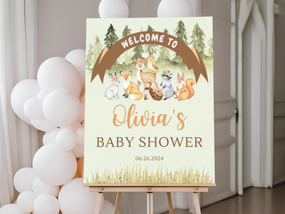 Woodland Creatures Baby Shower Welcome Sign - Magnolia Dane Co.