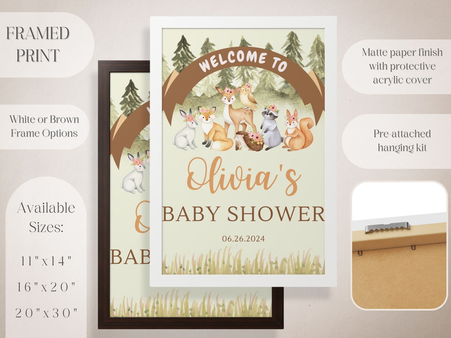 Woodland Creatures Baby Shower Welcome Sign - Magnolia Dane Co.