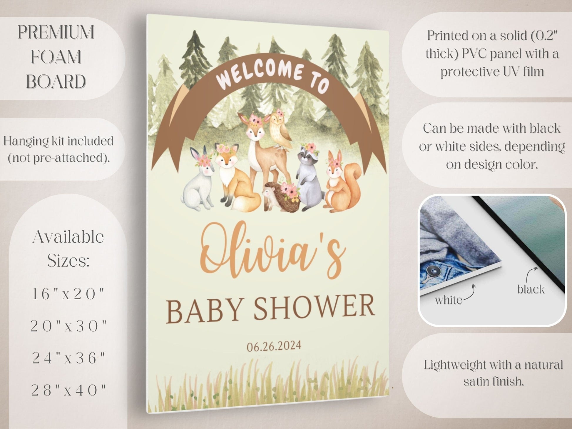 Woodland Creatures Baby Shower Welcome Sign - Magnolia Dane Co.