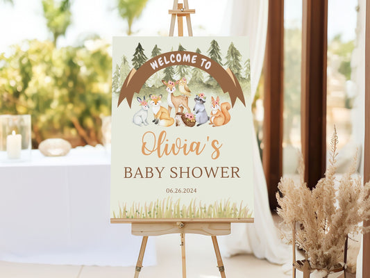 Woodland Creatures Baby Shower Welcome Sign - Magnolia Dane Co.