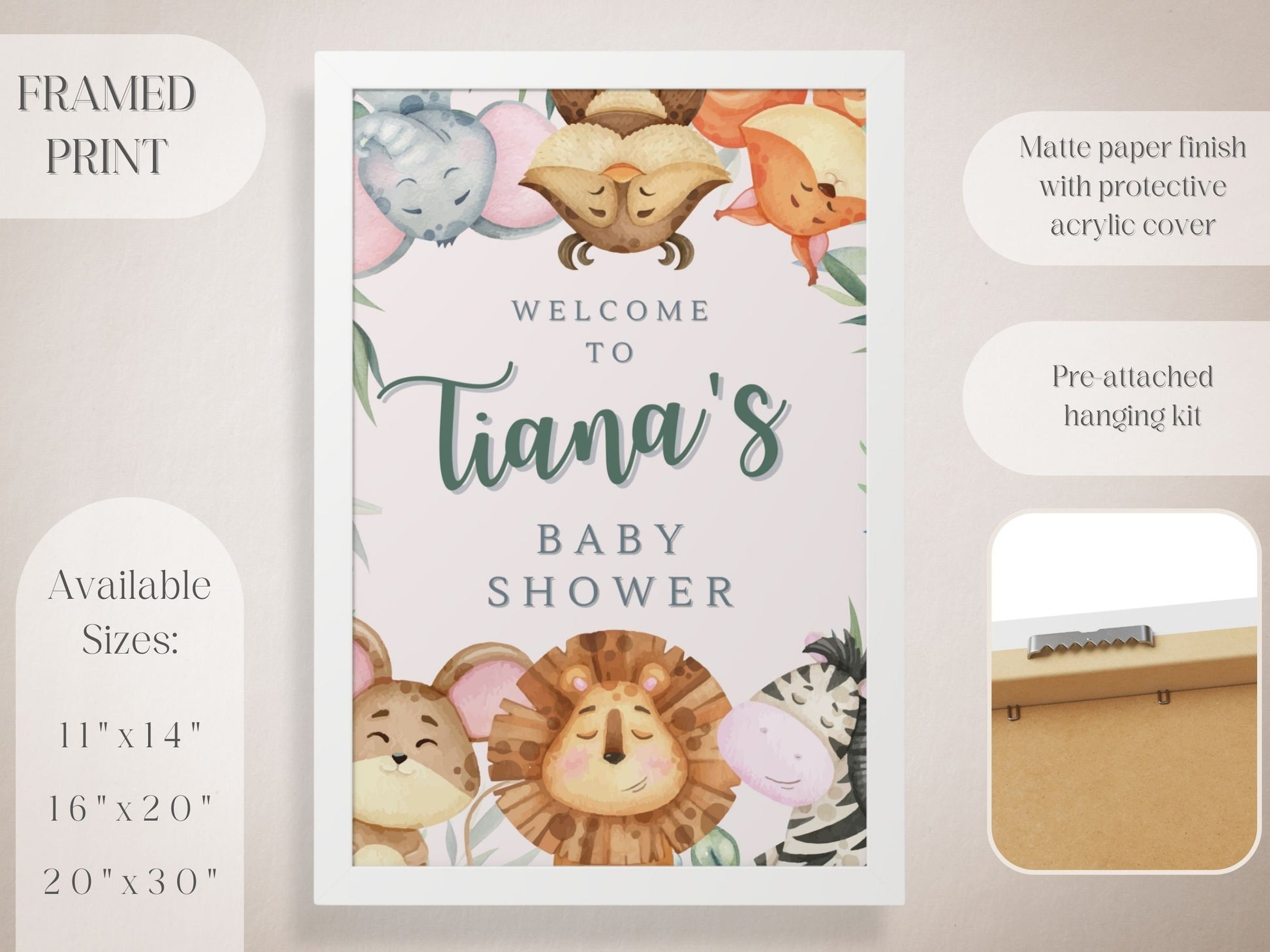 Animal Themed Baby Shower Welcome Sign - Magnolia Dane Co.