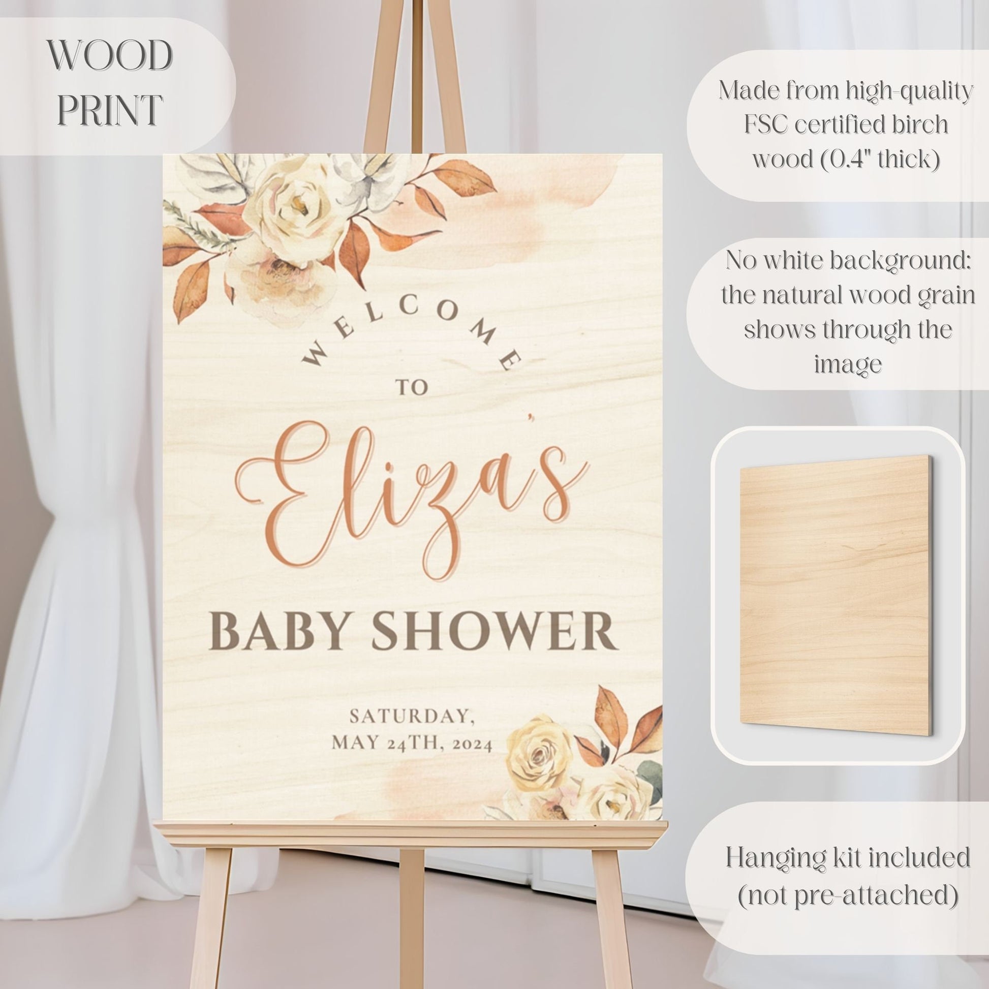 Boho Floral Baby Shower Welcome Sign - Magnolia Dane Co.