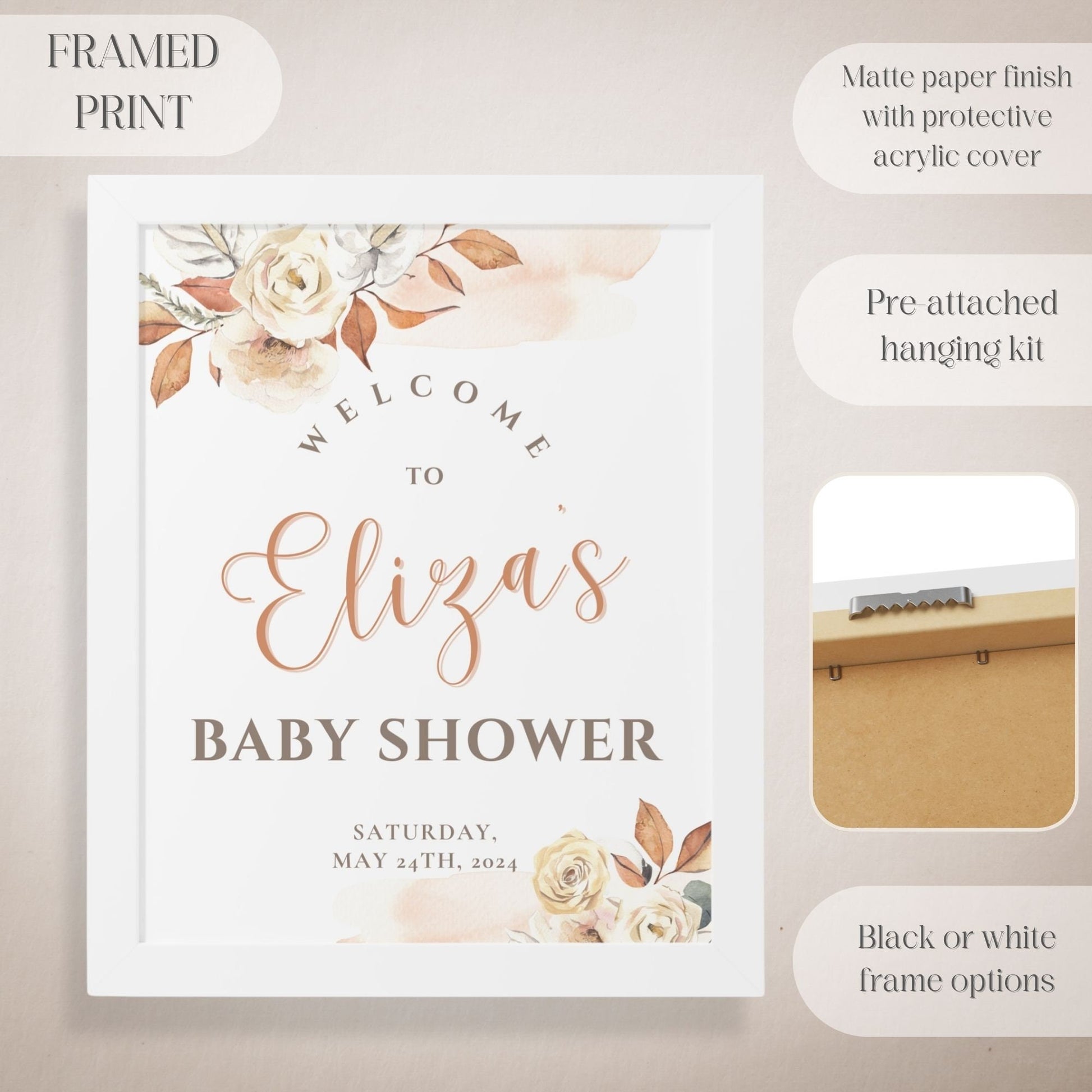 Boho Floral Baby Shower Welcome Sign - Magnolia Dane Co.