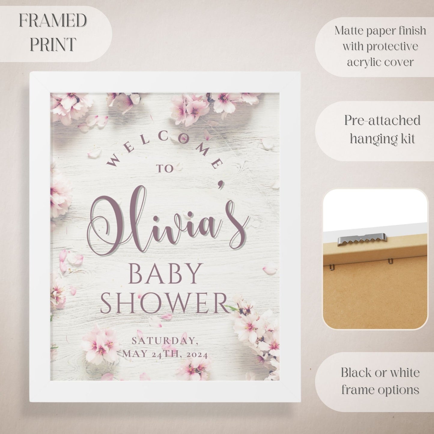 Cherry Blossoms Baby Shower Welcome Sign - Magnolia Dane Co.