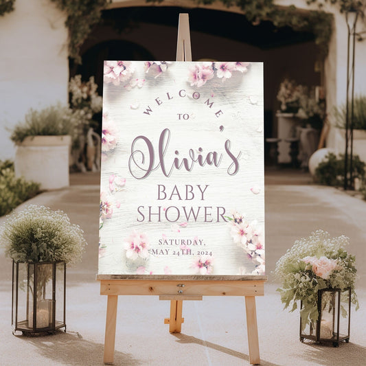 Cherry Blossoms Baby Shower Welcome Sign - Magnolia Dane Co.