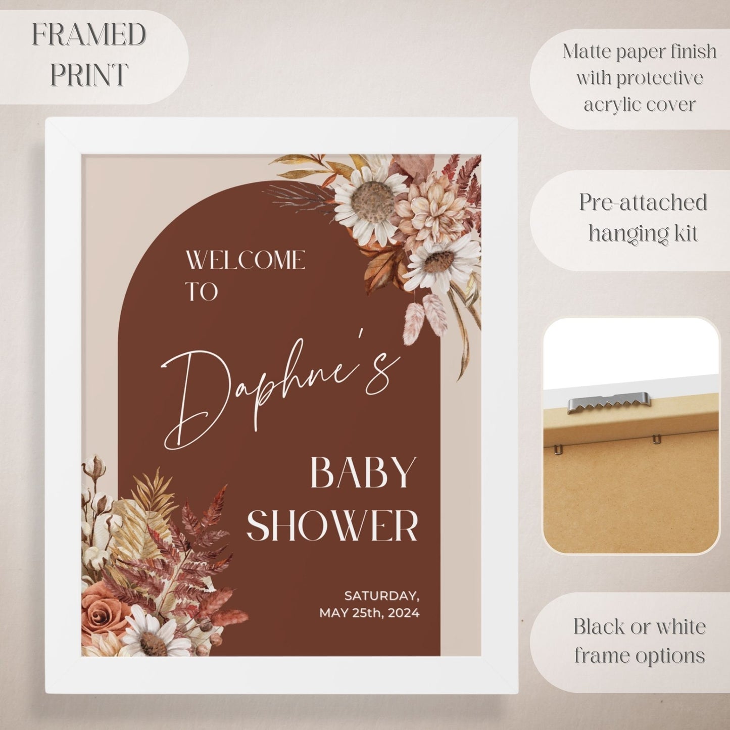 Fall Florals Baby Shower Welcome Sign - Magnolia Dane Co.