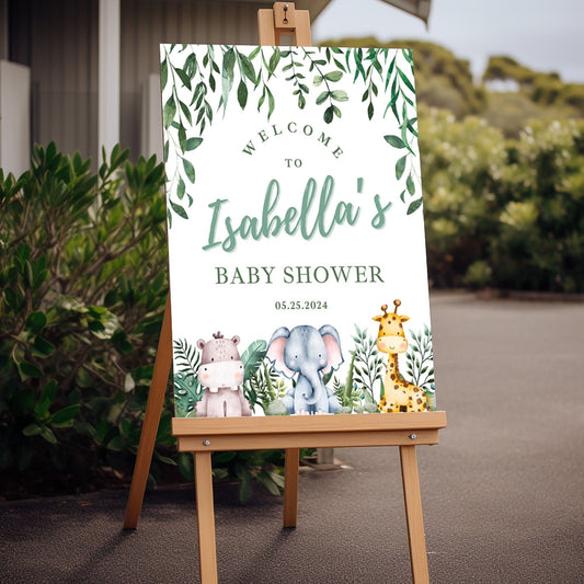 Leafy Safari Baby Shower Welcome Sign - Magnolia Dane Co.