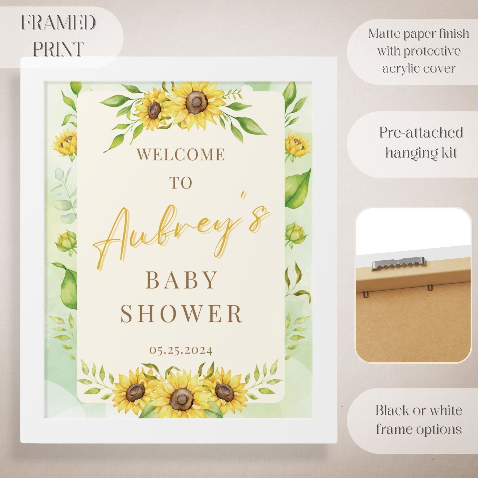 Sunflower Baby Shower Welcome Sign - Magnolia Dane Co.