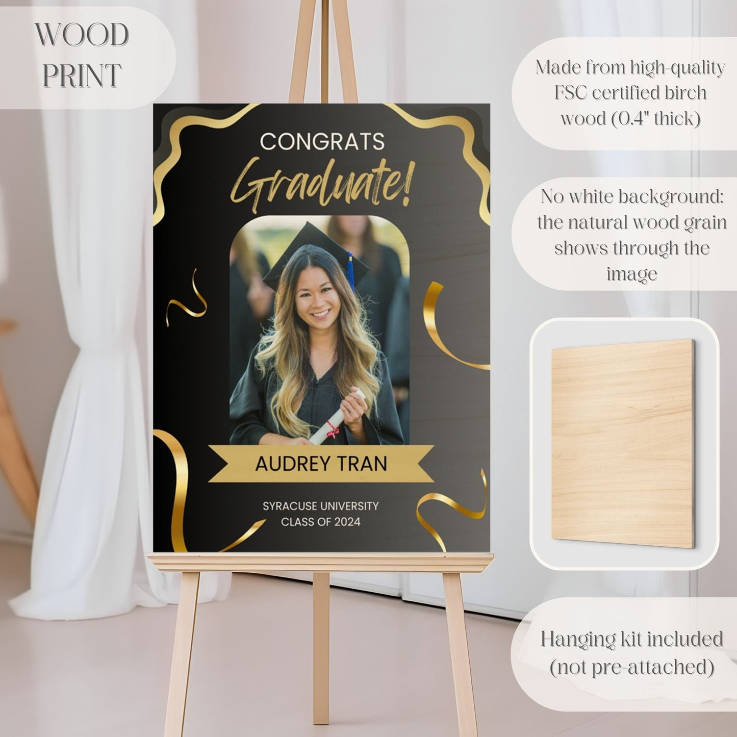 Black & Gold Custom Photo Graduation Party Welcome Sign - Magnolia Dane Co.