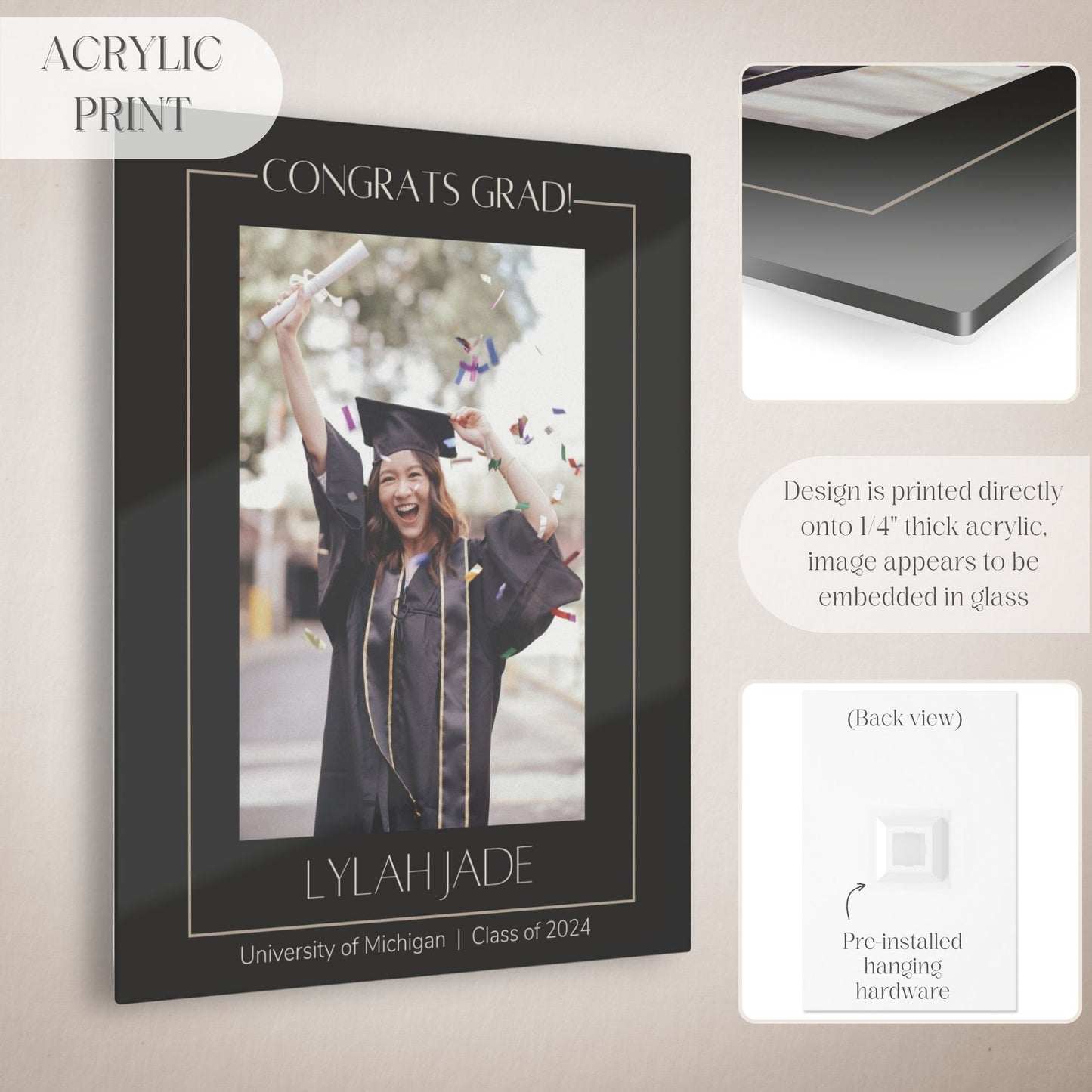 "Congrats Grad" Custom Photo Graduation Party Welcome Sign - Magnolia Dane Co.