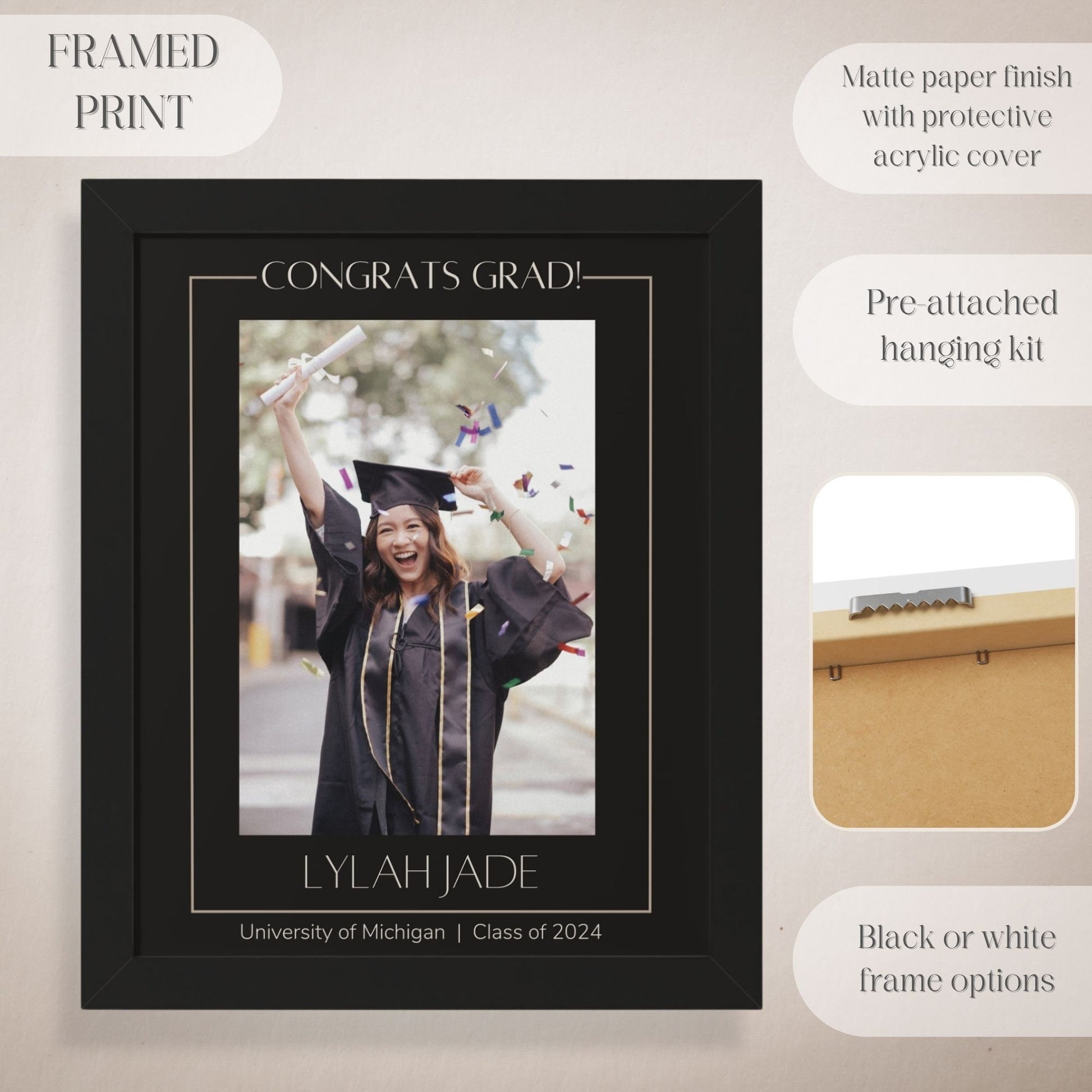 "Congrats Grad" Custom Photo Graduation Party Welcome Sign - Magnolia Dane Co.