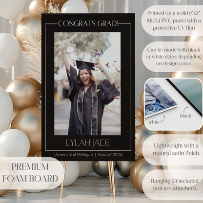 "Congrats Grad" Custom Photo Graduation Party Welcome Sign - Magnolia Dane Co.