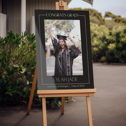 "Congrats Grad" Custom Photo Graduation Party Welcome Sign - Magnolia Dane Co.