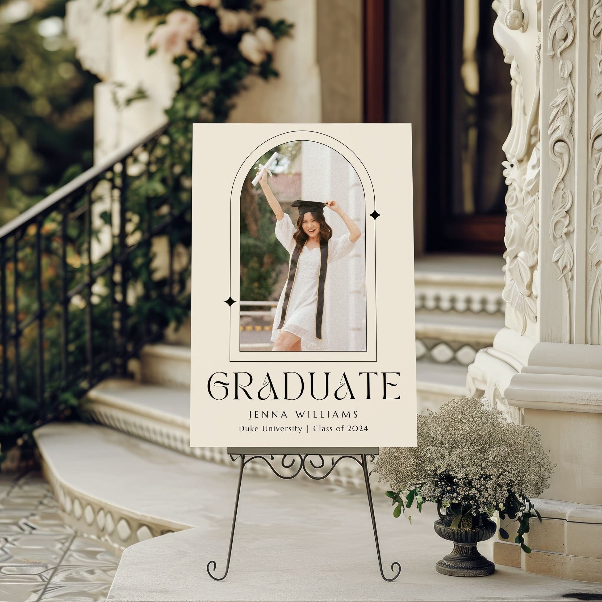 Elegant Arch Custom Photo Graduation Party Welcome Sign - Magnolia Dane Co.