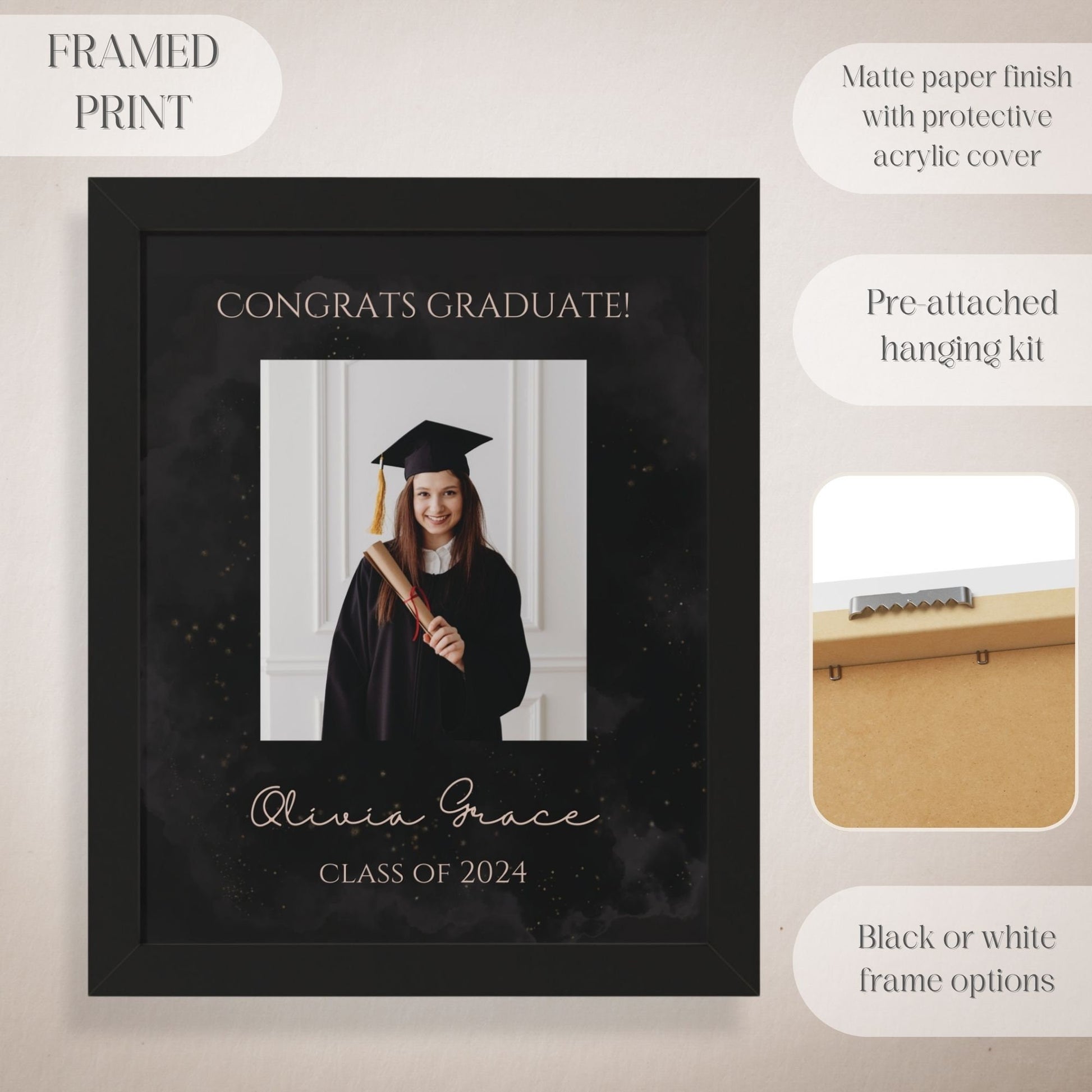 "Congrats Graduate" Custom Photo Graduation Party Welcome Sign - Magnolia Dane Co.