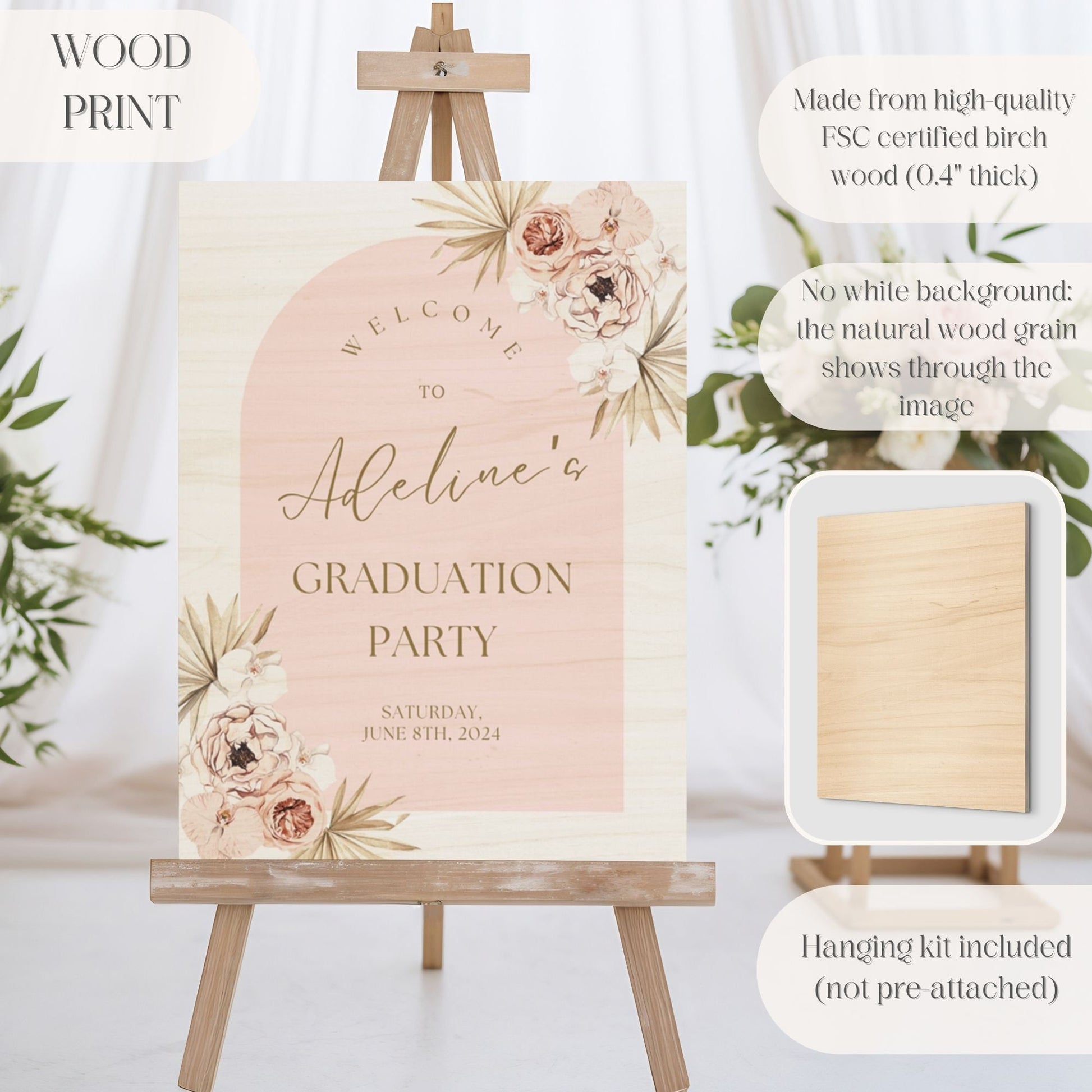 Pink Boho Arch Graduation Party Welcome Sign - Magnolia Dane Co.