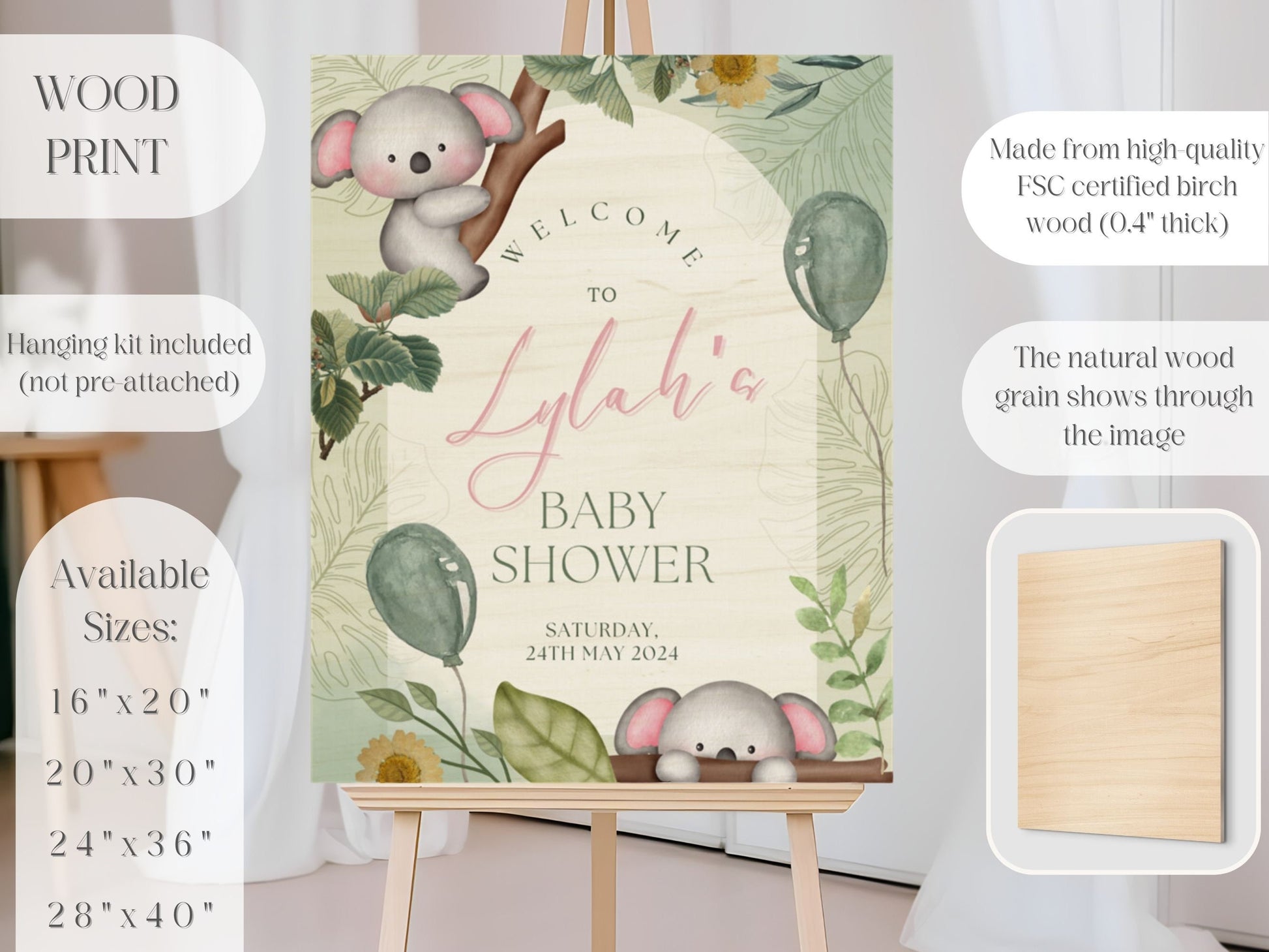 Koala Bear Baby Shower Welcome Sign - Magnolia Dane Co.