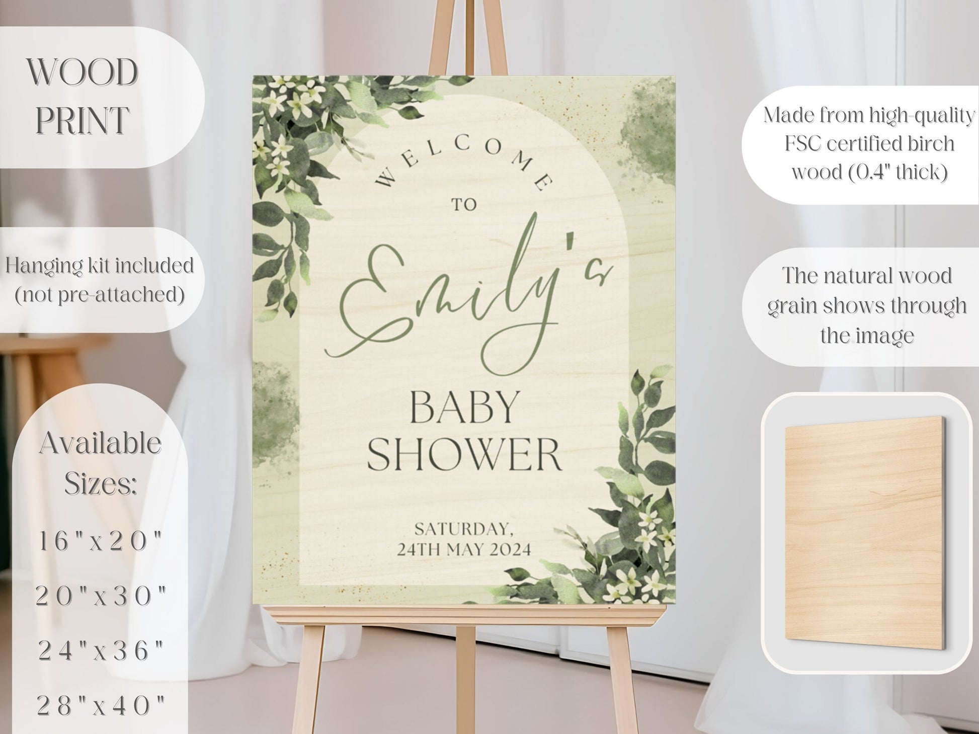 Boho Leaves Arch Baby Shower Welcome Sign - Magnolia Dane Co.