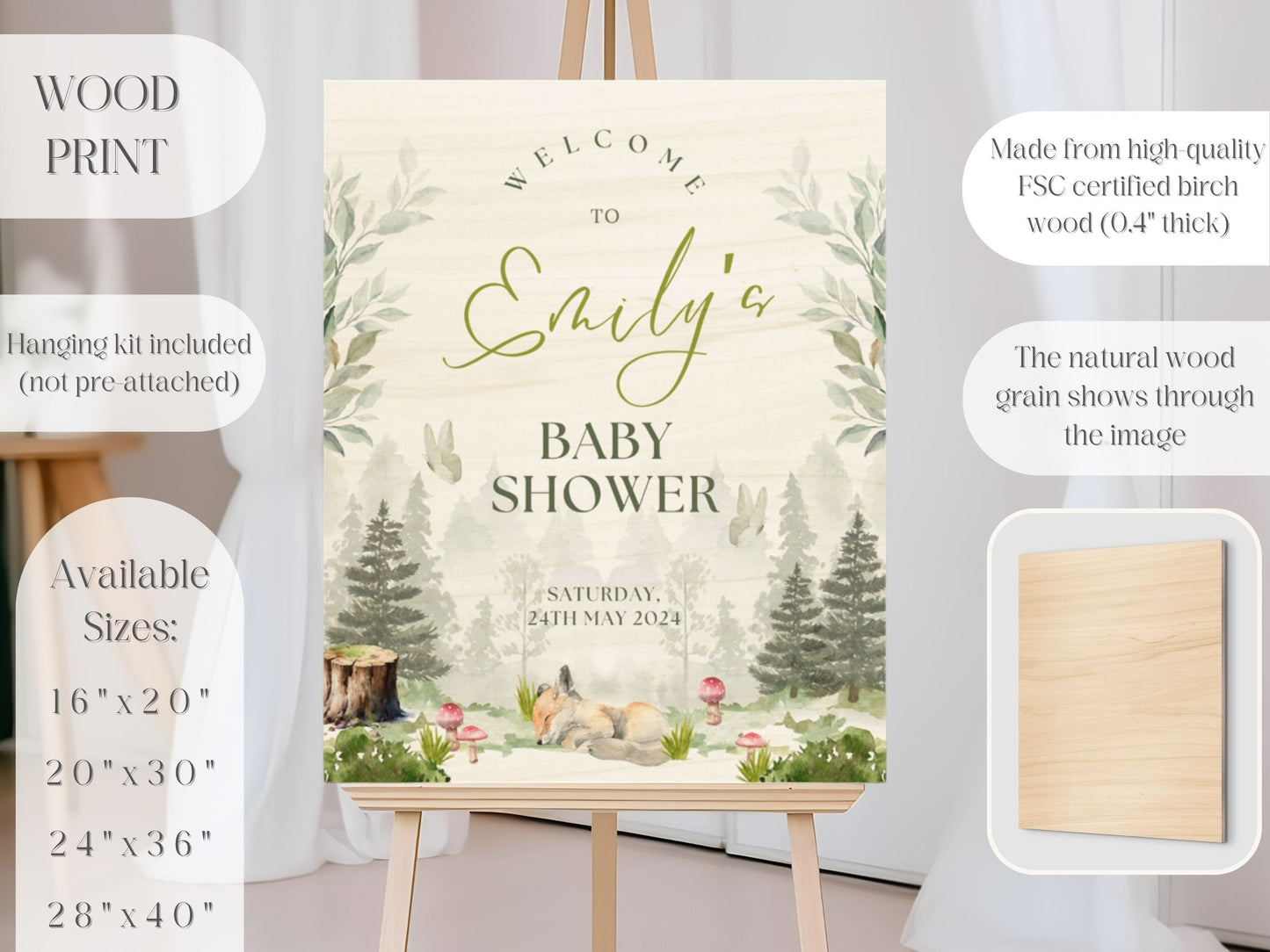 Forest Fox Baby Shower Welcome Sign - Magnolia Dane Co.