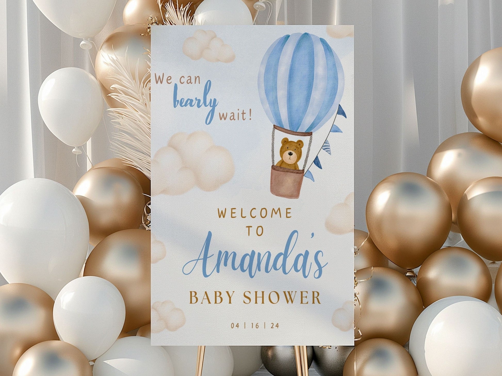 "We Can Bearly Wait" Baby Shower Welcome Sign - Magnolia Dane Co.