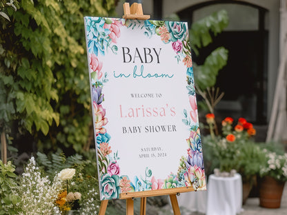 "Baby in Bloom" Succulent Garden Baby Shower Welcome Sign - Magnolia Dane Co.