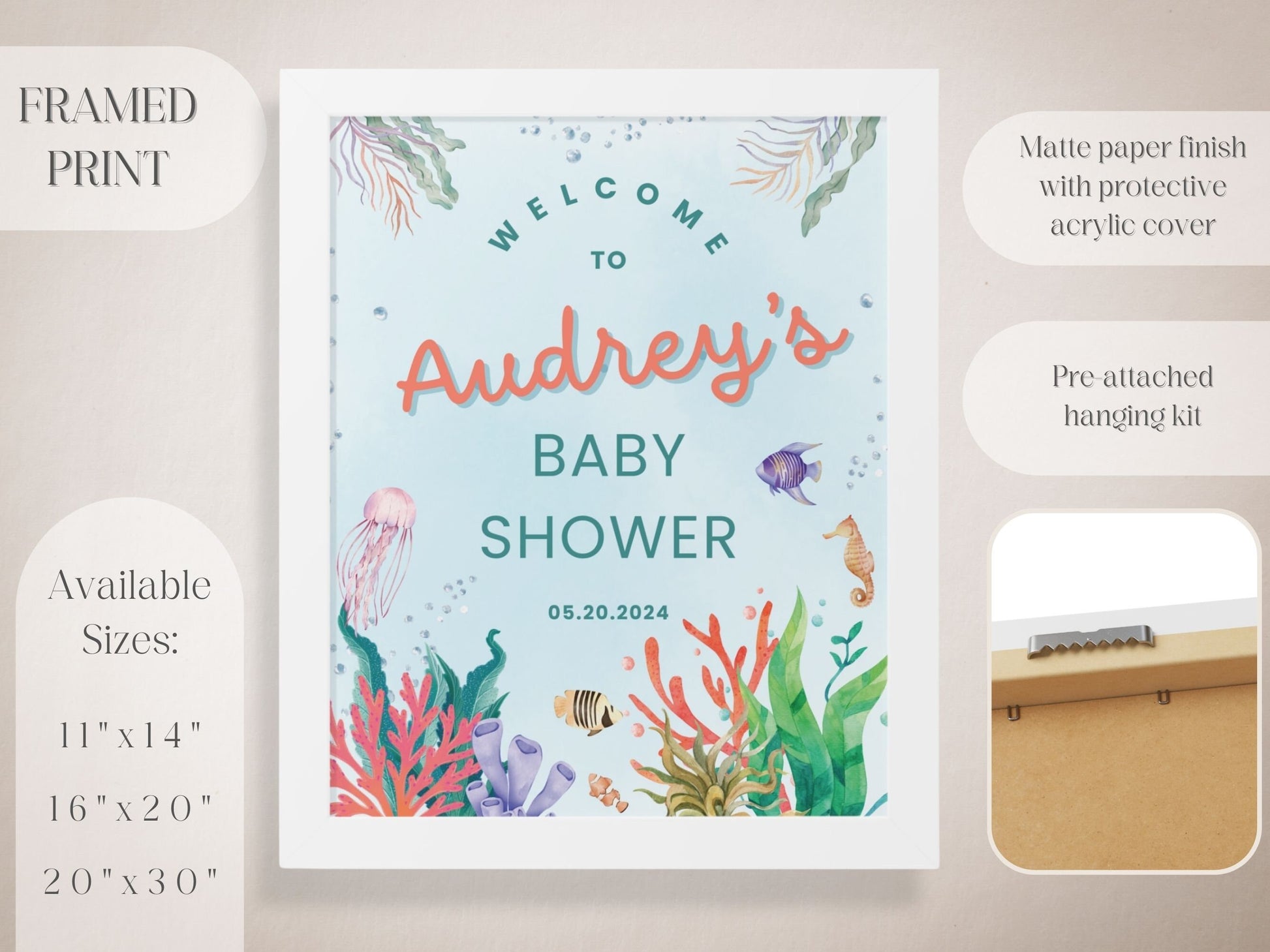 Coral Reef Baby Shower Welcome Sign - Magnolia Dane Co.