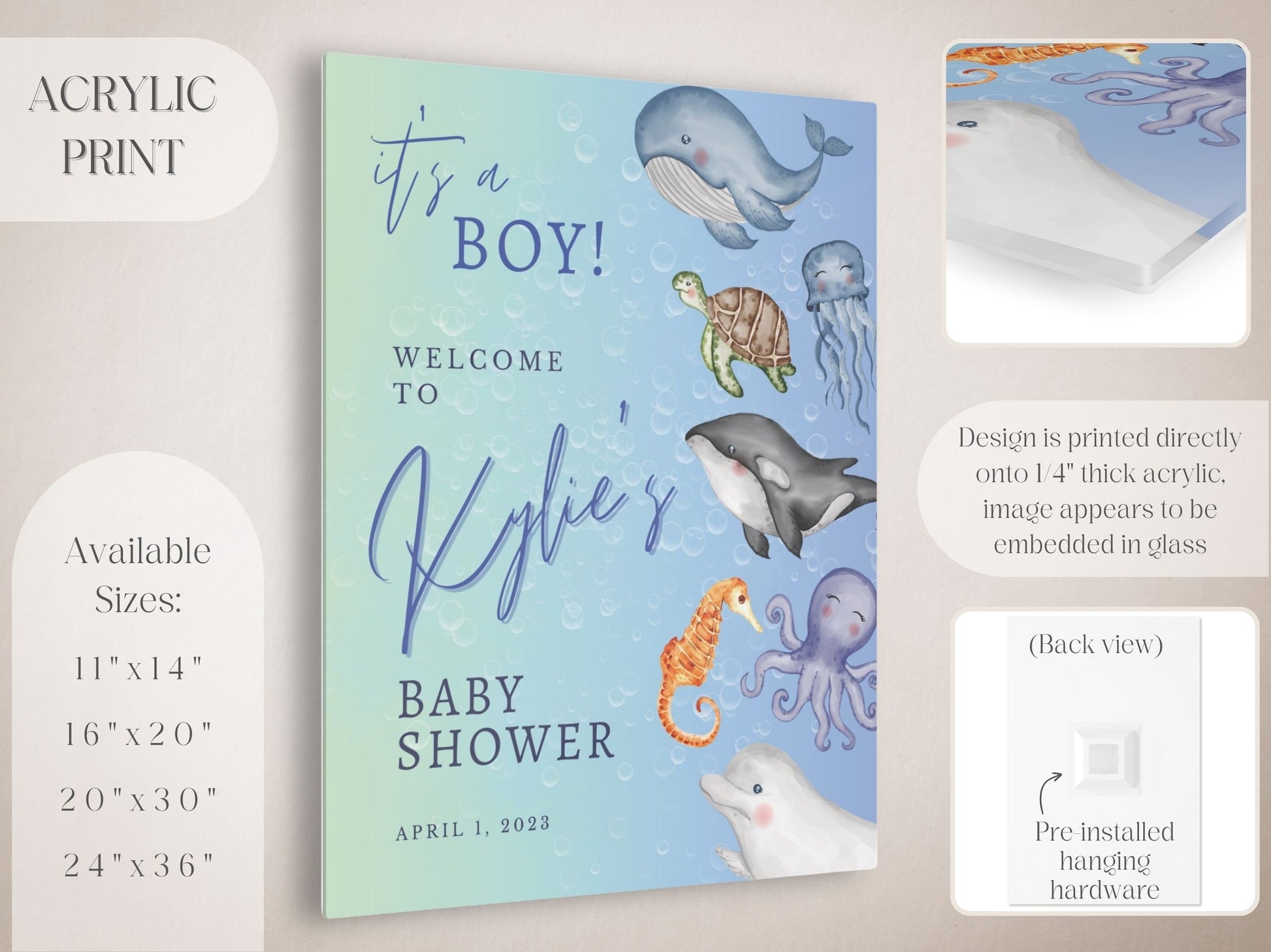 Ocean Animals Baby Shower Welcome Sign - Magnolia Dane Co.