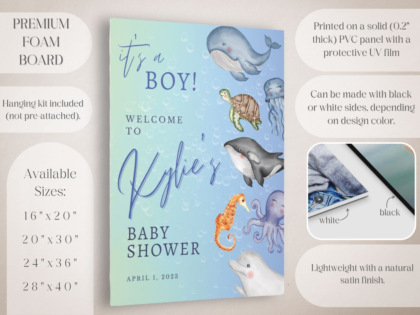 Ocean Animals Baby Shower Welcome Sign - Magnolia Dane Co.