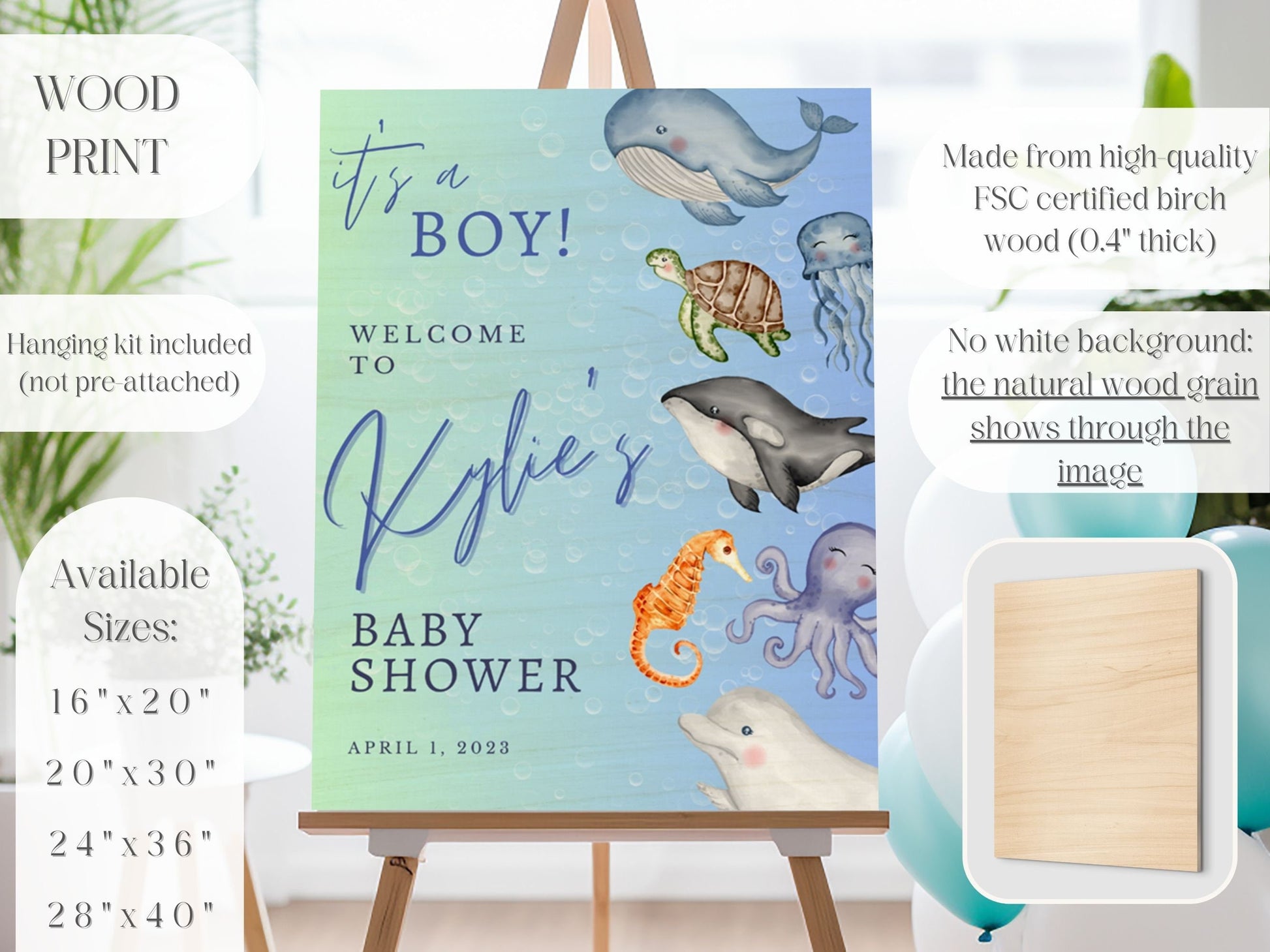 Ocean Animals Baby Shower Welcome Sign - Magnolia Dane Co.