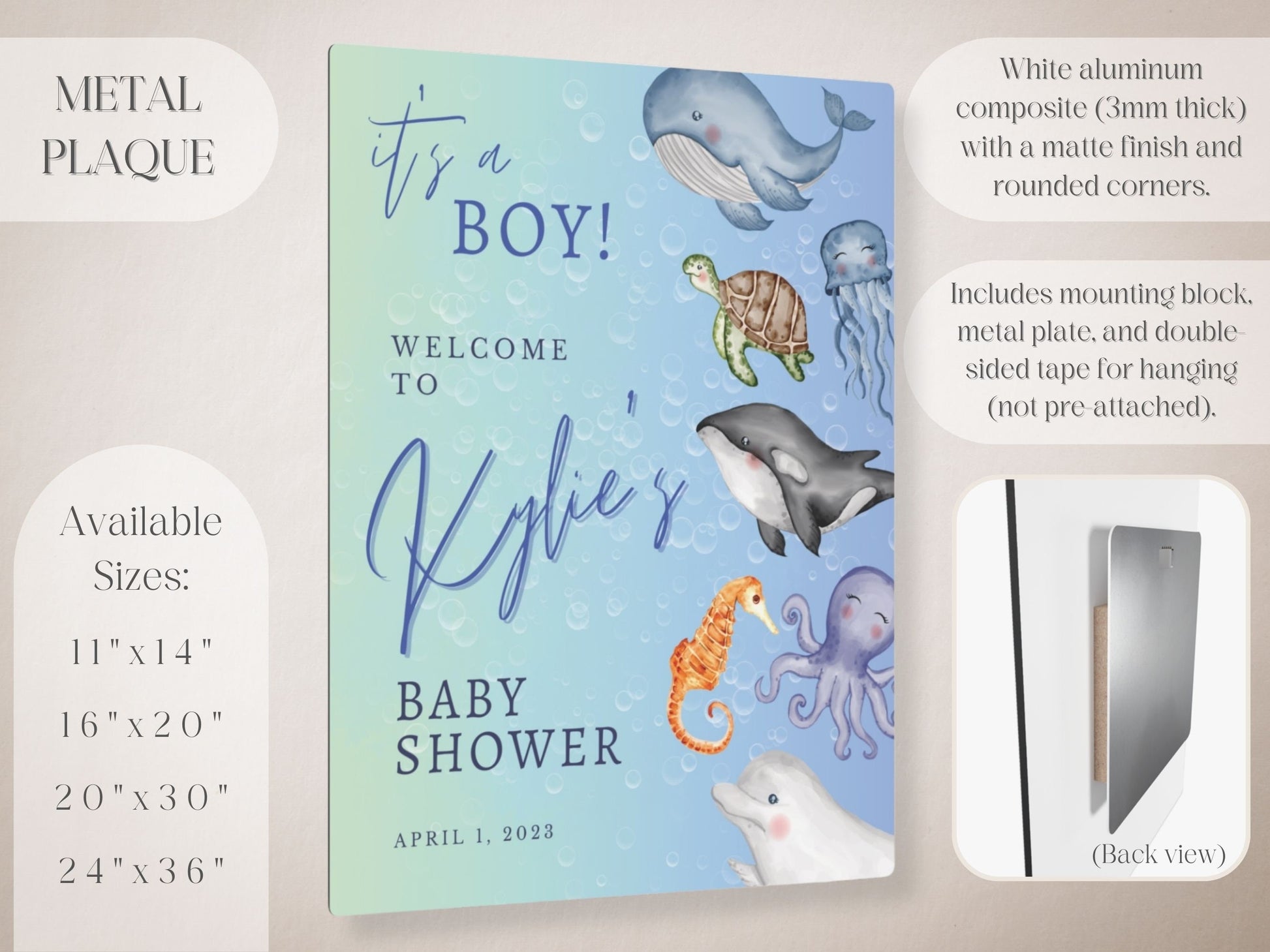 Ocean Animals Baby Shower Welcome Sign - Magnolia Dane Co.