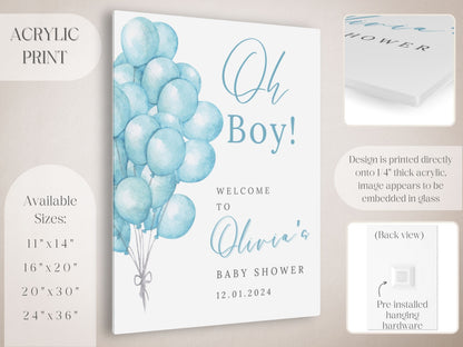 "Oh Baby!" Blue Balloons Baby Shower Welcome Sign - Magnolia Dane Co.