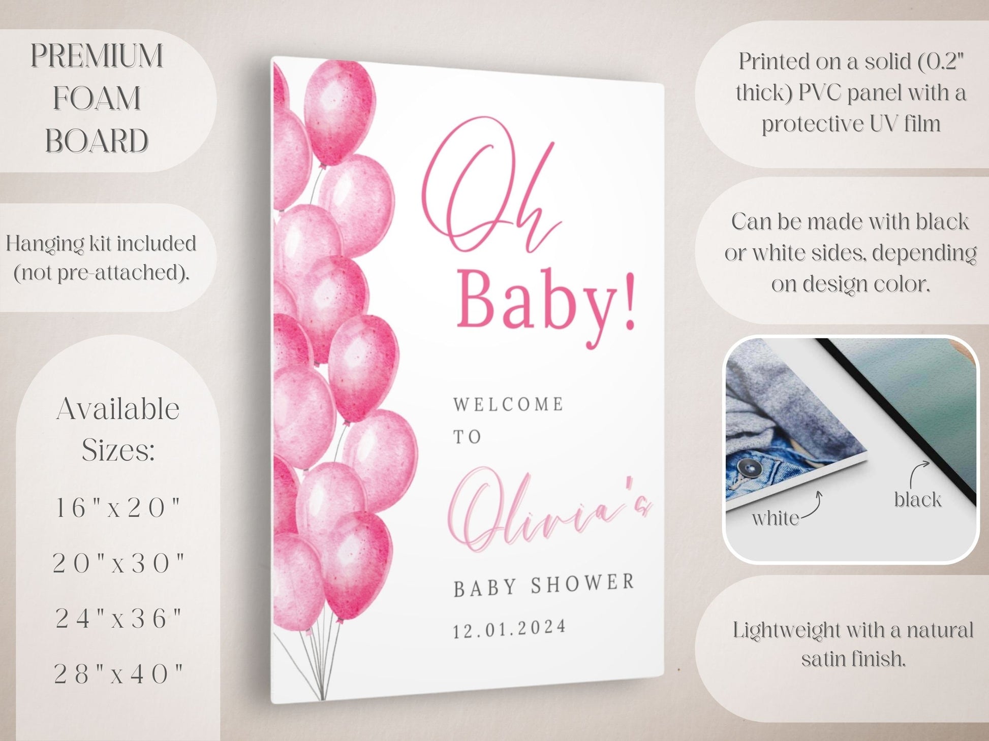 "Oh Baby!" Pin Balloons Baby Shower Welcome Sign - Magnolia Dane Co.