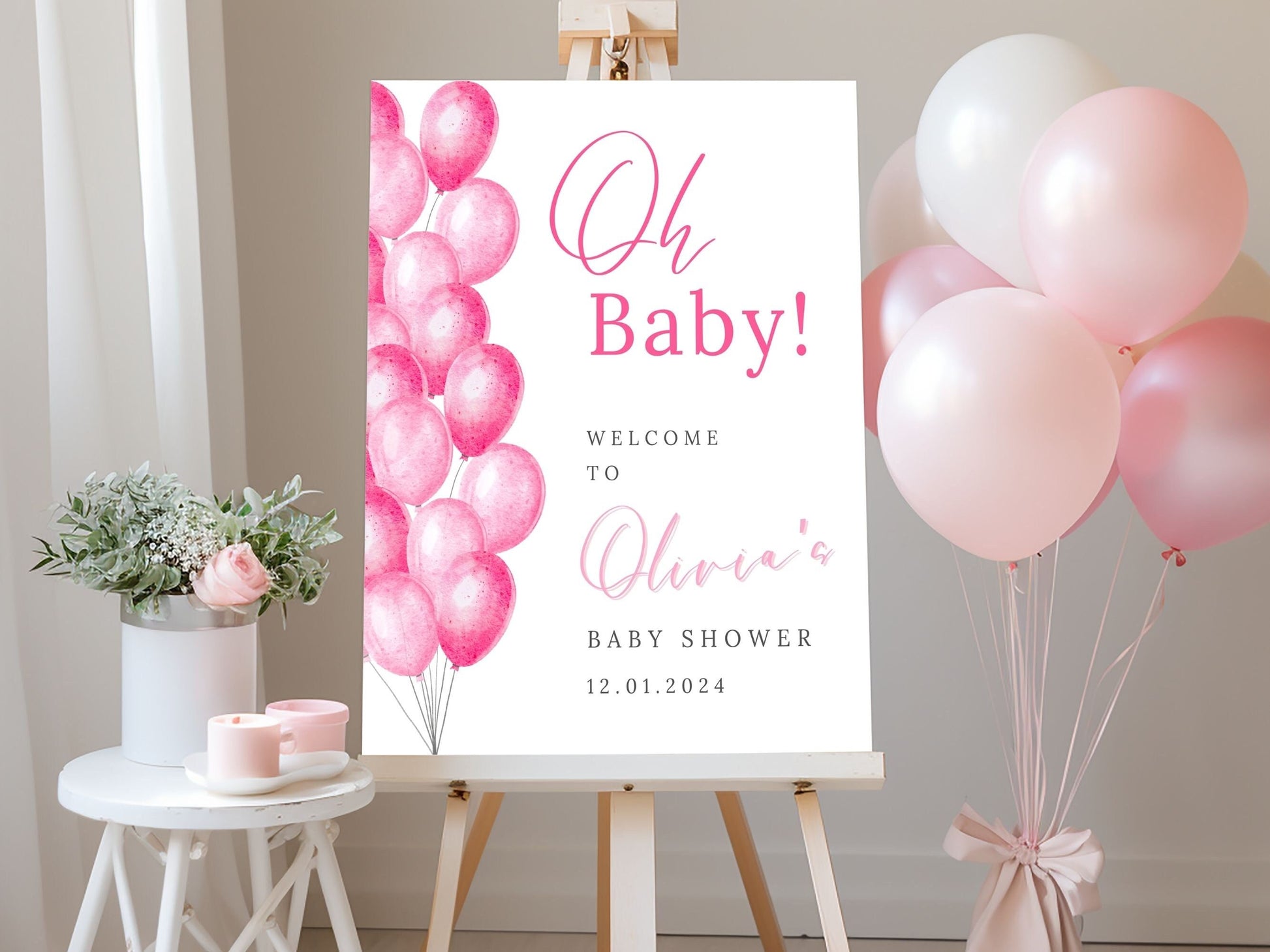 "Oh Baby!" Pin Balloons Baby Shower Welcome Sign - Magnolia Dane Co.