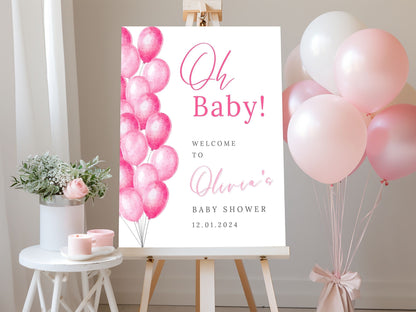 "Oh Baby!" Pin Balloons Baby Shower Welcome Sign - Magnolia Dane Co.