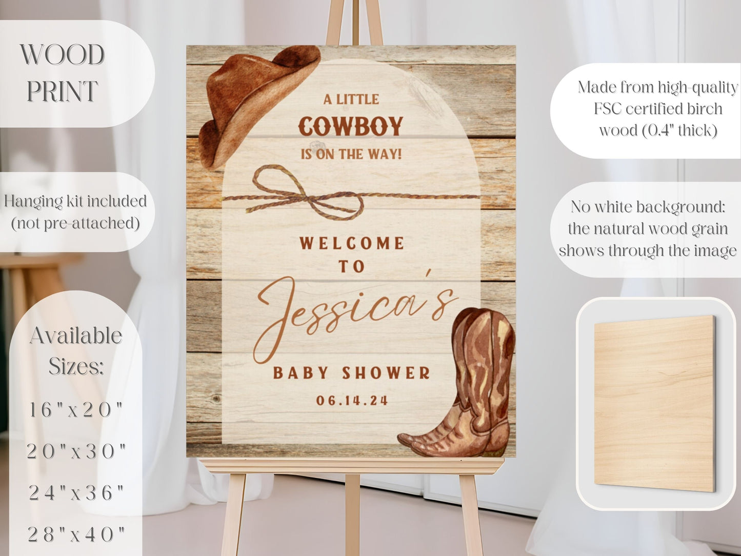 Little Cowboy Baby Shower Welcome Sign - Magnolia Dane Co.