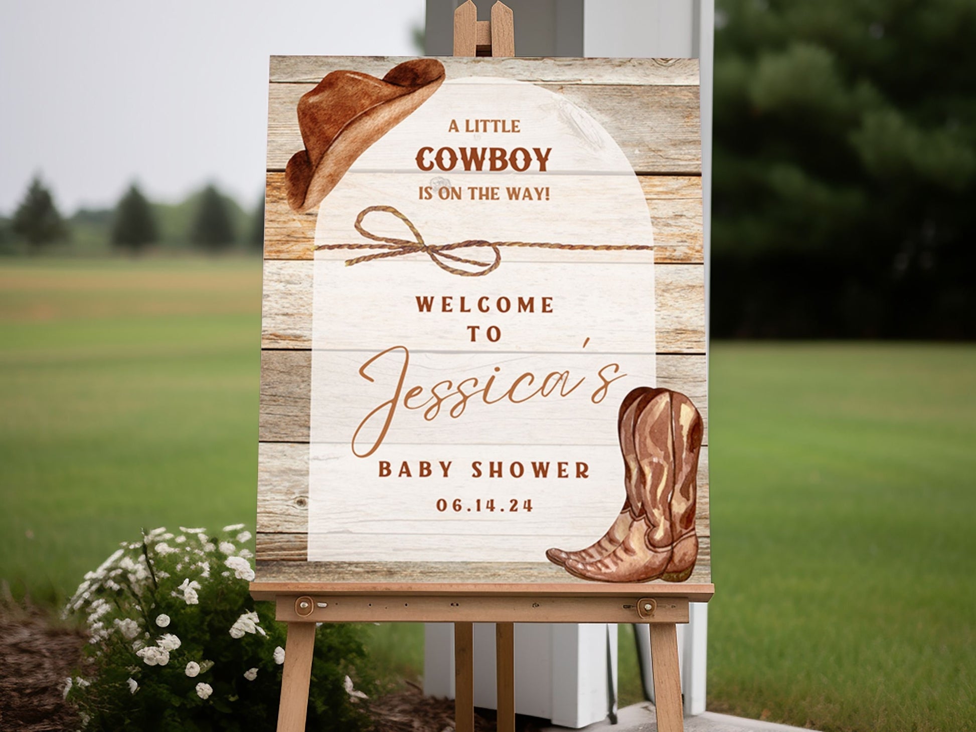 Little Cowboy Baby Shower Welcome Sign - Magnolia Dane Co.