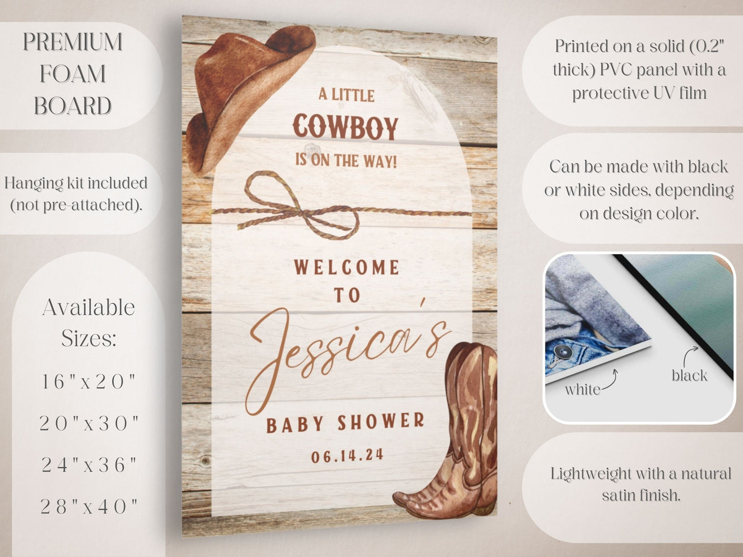 Little Cowboy Baby Shower Welcome Sign - Magnolia Dane Co.