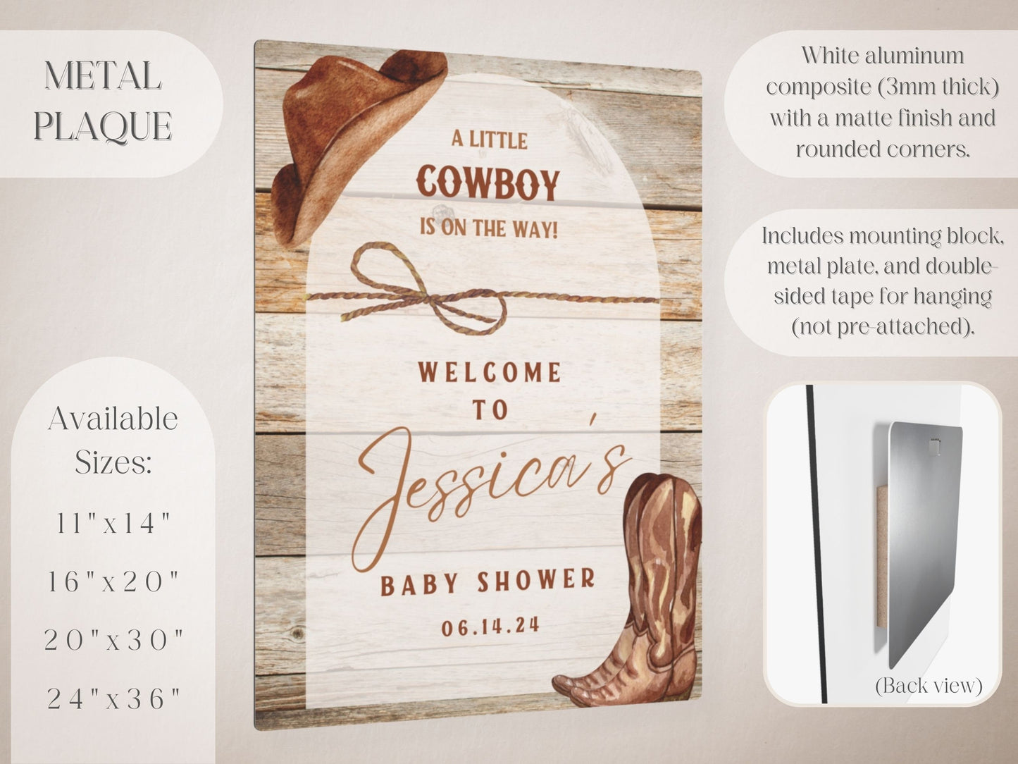 Little Cowboy Baby Shower Welcome Sign - Magnolia Dane Co.