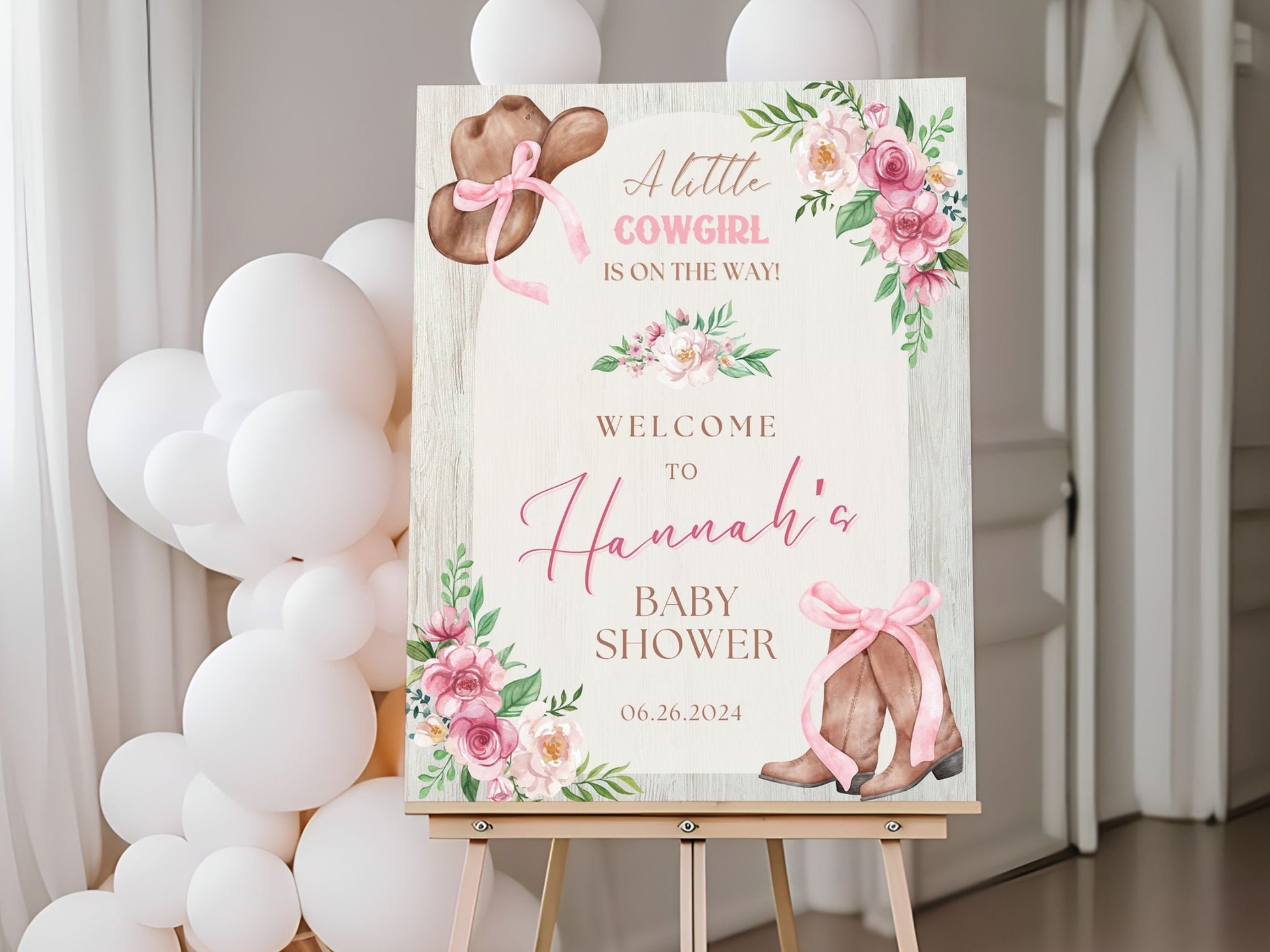 "Little Cowgirl" Baby Shower Welcome Sign - Magnolia Dane Co.