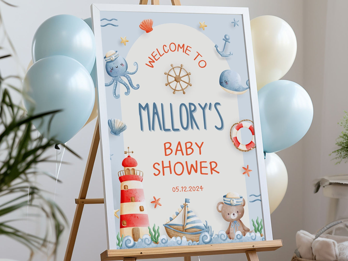 Nautical Baby Shower Welcome Sign - Magnolia Dane Co.