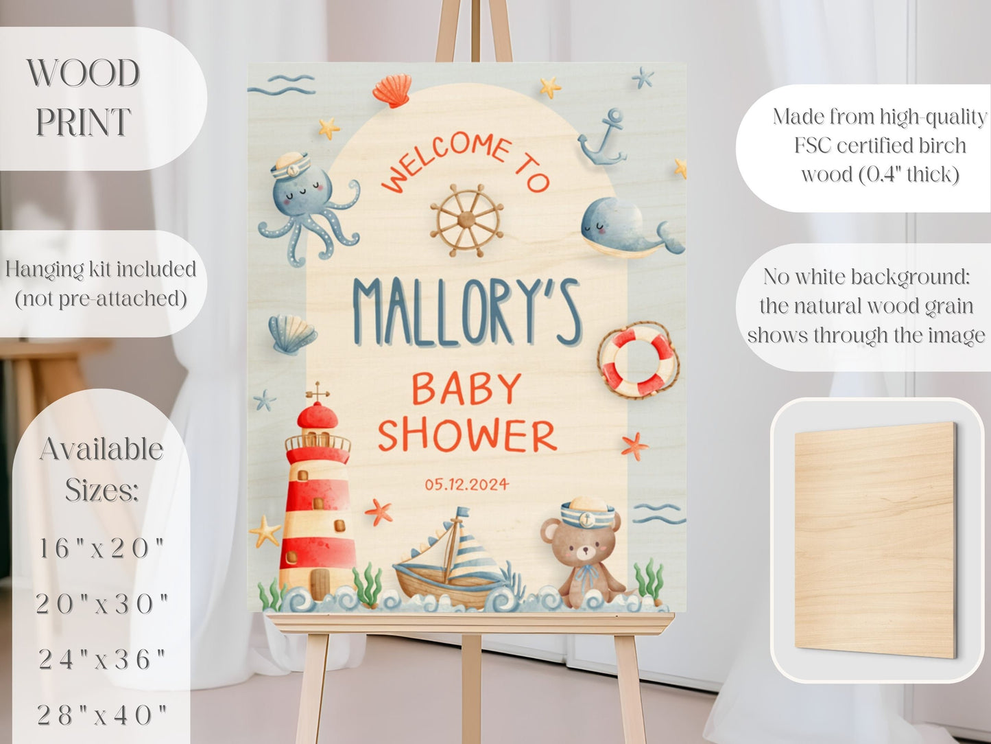 Nautical Baby Shower Welcome Sign - Magnolia Dane Co.