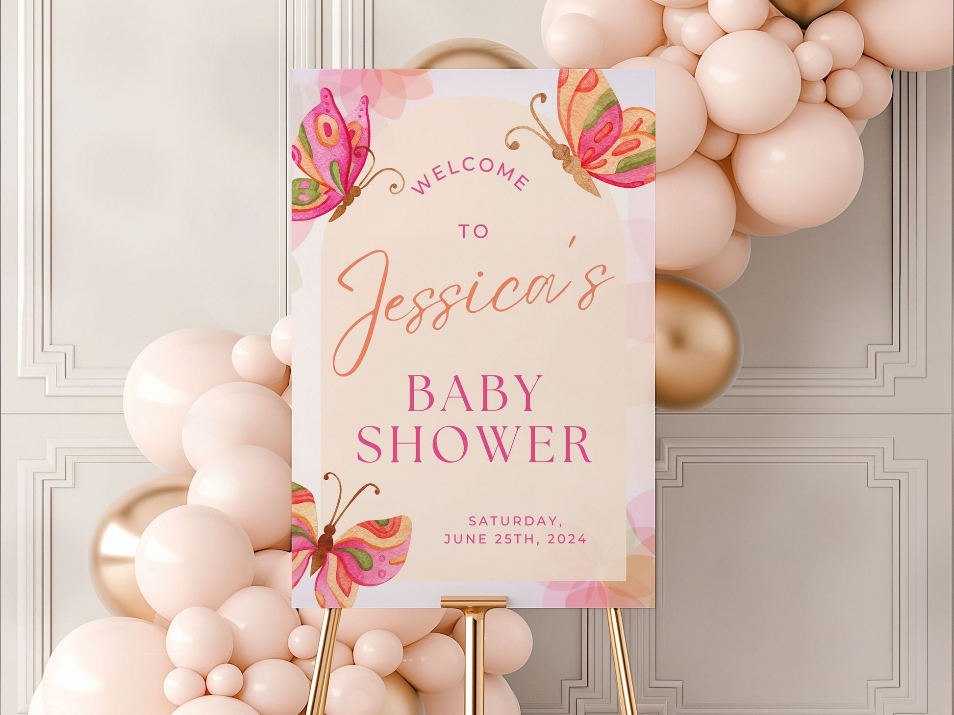 Bright Butterfly Baby Shower Welcome Sign - Magnolia Dane Co.