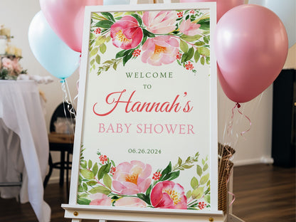 Bright Florals Baby Shower Welcome Sign - Magnolia Dane Co.