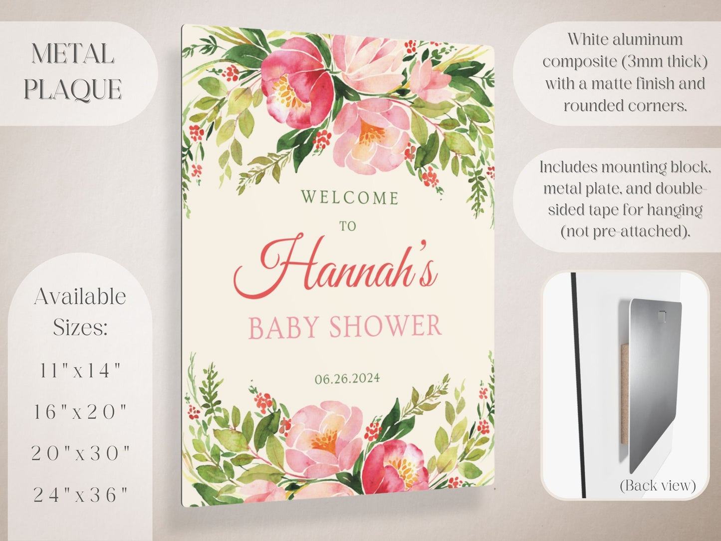 Bright Florals Baby Shower Welcome Sign - Magnolia Dane Co.