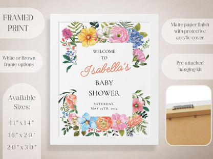 "Baby in Bloom" Floral Baby Shower Welcome Sign - Magnolia Dane Co.